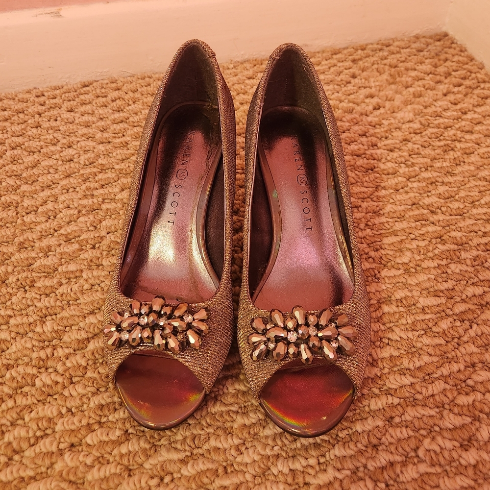 Sparkly peep toe Karen Scott heels